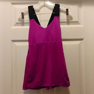 Lululemon Purple Black Push Ur Limits Tank Top Criss Cross Straps Size 10